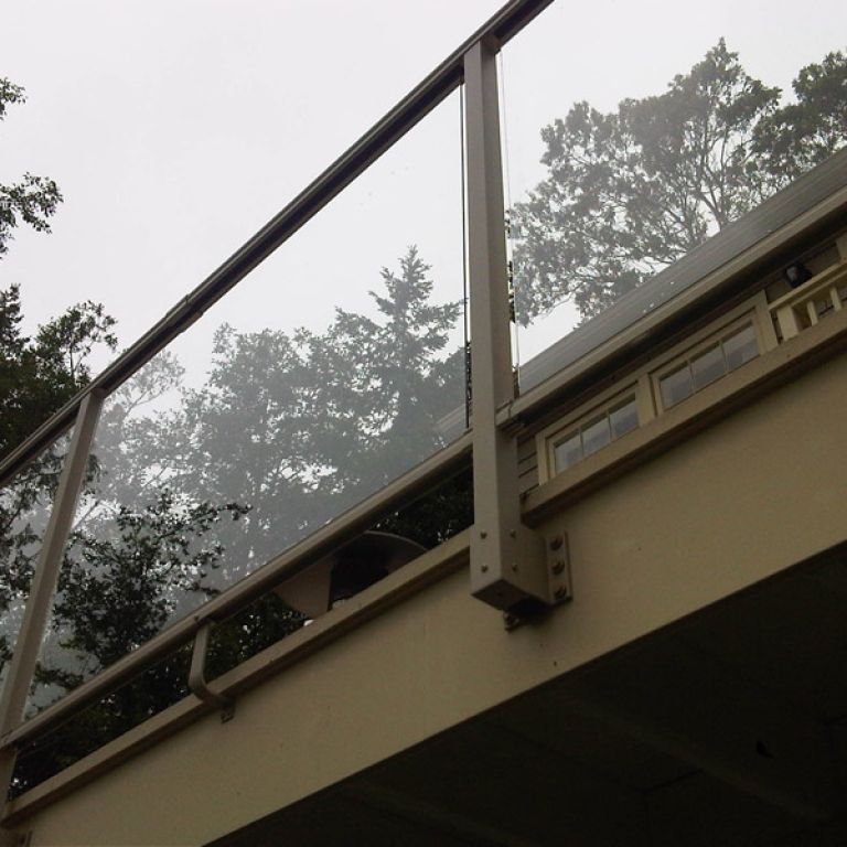 Fascia mount glass railing posts