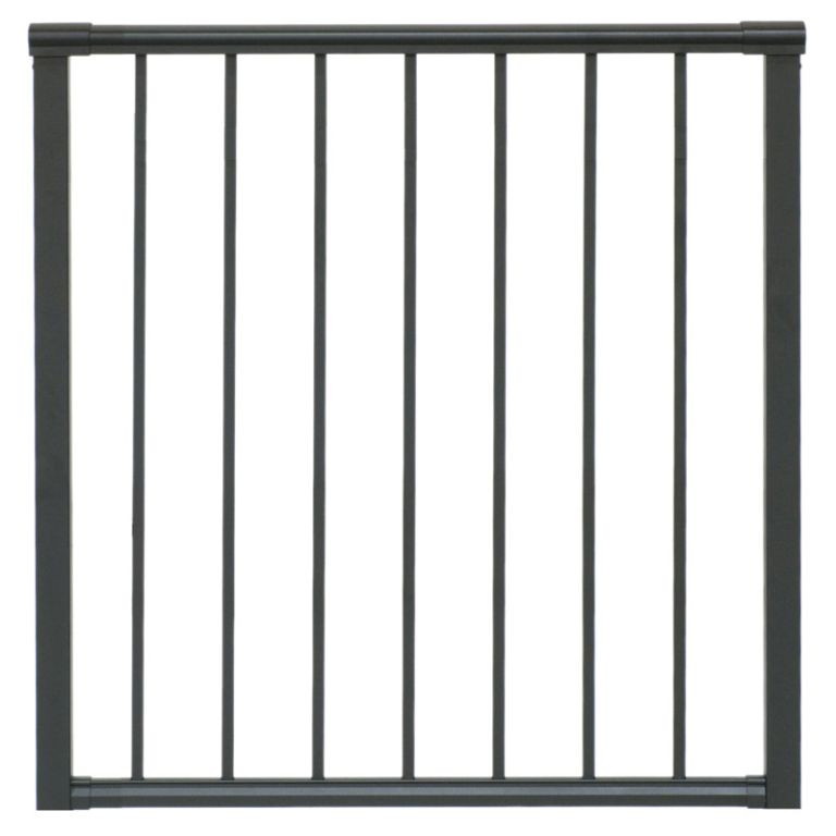 Welded mid rail with continuous picket railing.