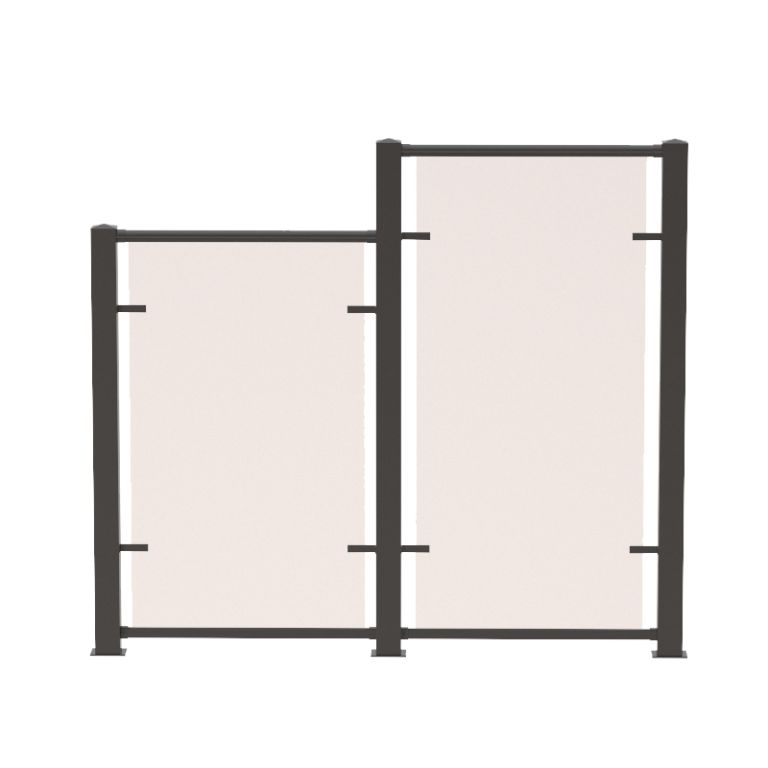Diagram of Tall & short glass privacy wall by DekSmart.