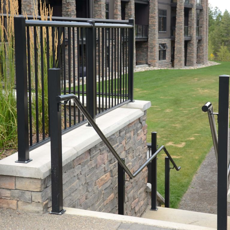 DekSmarts black Pipe Rail, a stair hand rail and picket rail
