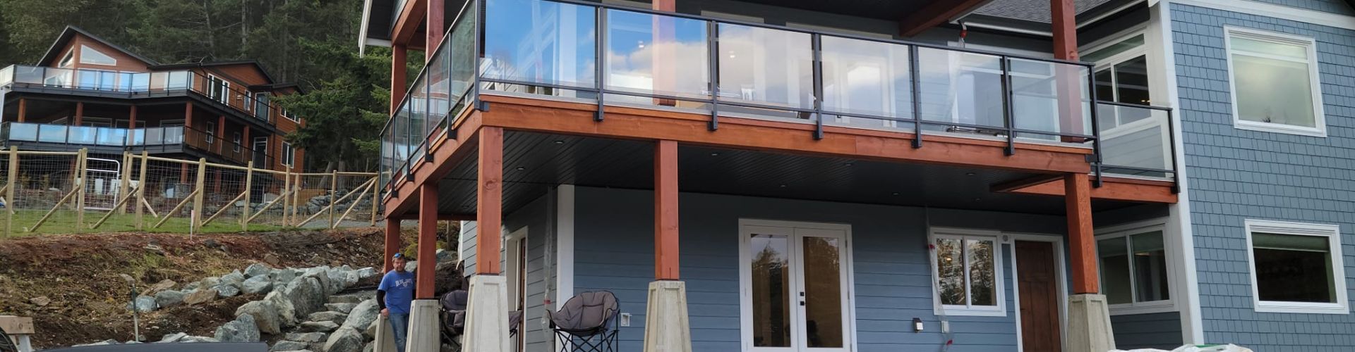 Dads Weatherdek Glass Railings by DekSmart Railings with fascia mount.