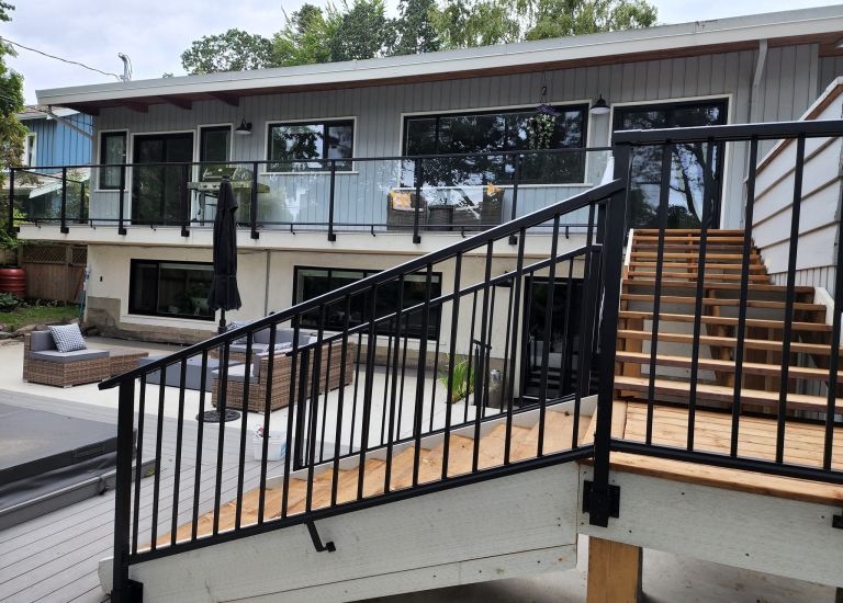 Dads Weatherdek Picket & Glass Deck Railing, Fascia Mounts by DekSmart.
