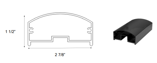DekSmart Low profile top rail cross section diagram.